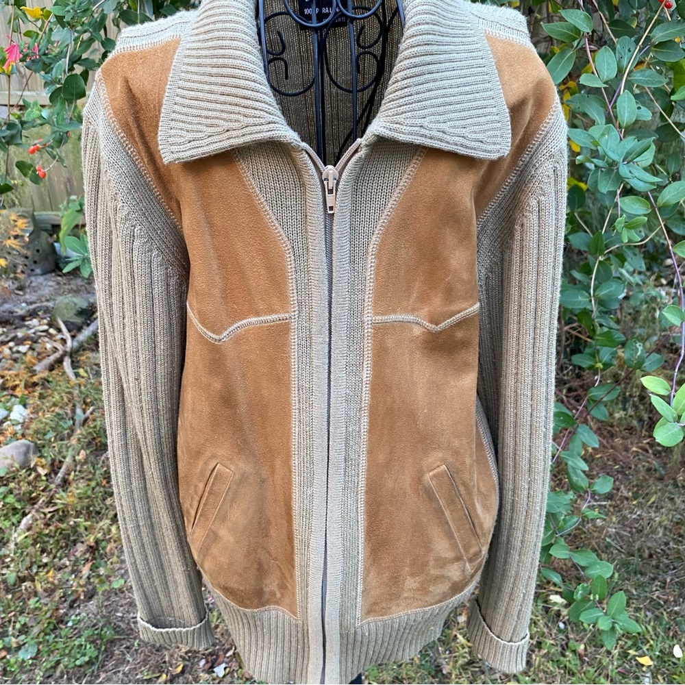 Vintage 60s Ranger Italian Suede Wool & Alpaca Knit Sweater Jacket